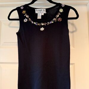 Joseph A Black Floral Embellished Tank Top and sweater set